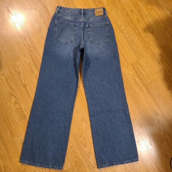 HOLLISTER ULTRA HIGH-RISE BAGGY JEANS WIDE LEG RIGID 100% COTTON DENIM sz 4R/27R - Picture 4 of 6